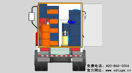 山东田中卡车养护抢修服务车后部视图